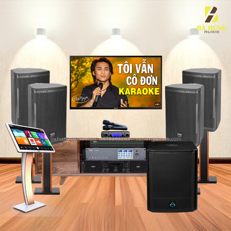 Dàn Karaoke Gia Đình : 4 Loa SE-Audiotechnik V-12 ,Đẩy 4 Kênh AAP TD8004, Vang Số AAP Audo K9900II , Micro VM300, Sub Wharfedale Pro T-Sub-AX15B, Đầu ViietK 4K Plus 4TB + Màn VietK 22 inch