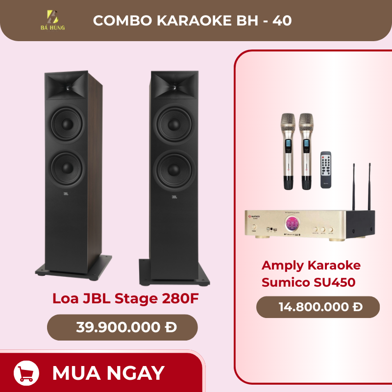 Loa JBL Stage 280F, Amply Karaoke Sumico SU450