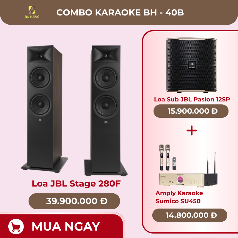 Loa JBL Stage 280F, Amply Karaoke  Sumico SU450, Loa Sub JBL Pasion 12SP