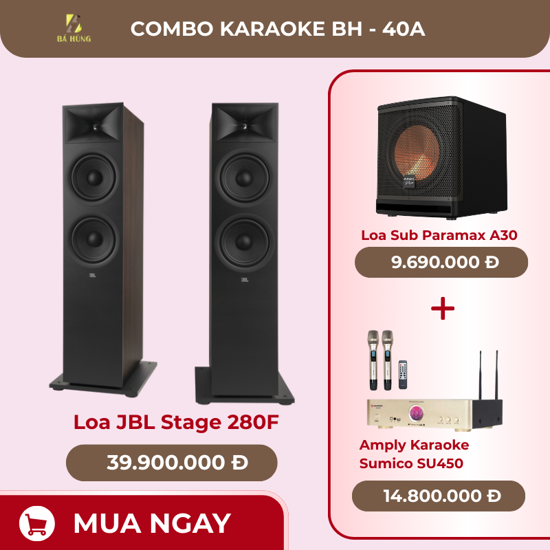 Loa JBL Stage 280F, Amply Karaoke Sumico SU450, Loa Sub Paramax A30