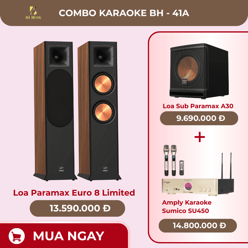 Loa Paramax Euro 8 Limited, Amply Karaoke Sumico SU450, Loa Sub Paramax A30