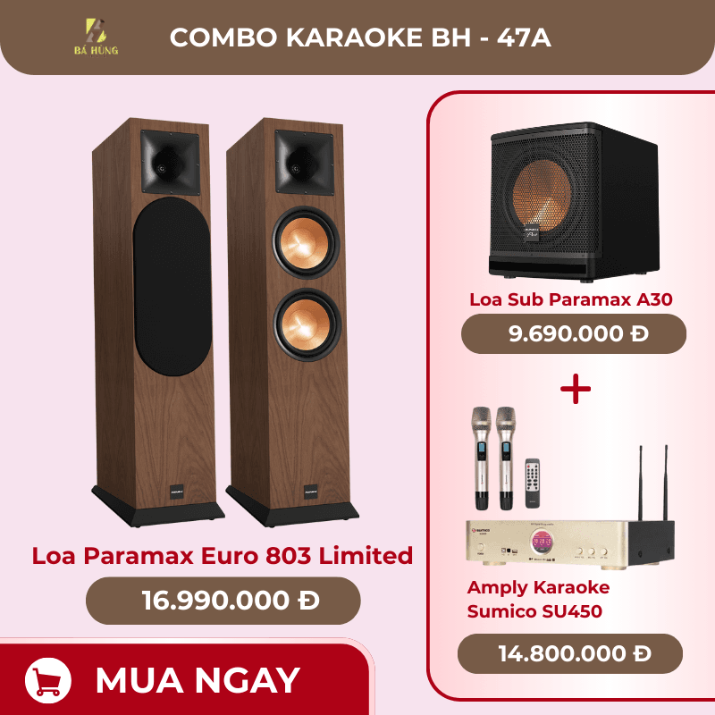 Loa Paramax Euro 803 Limited, Amply Karaoke Sumico SU450, Loa Sub Paramax A30