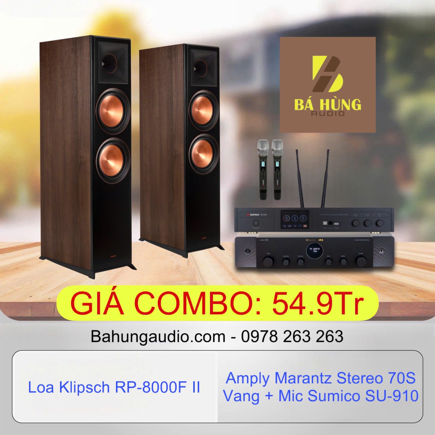 Loa Klipsch RP-8000F II + Amply Marantz Stereo 70s + Vang Số Sumico SU-910