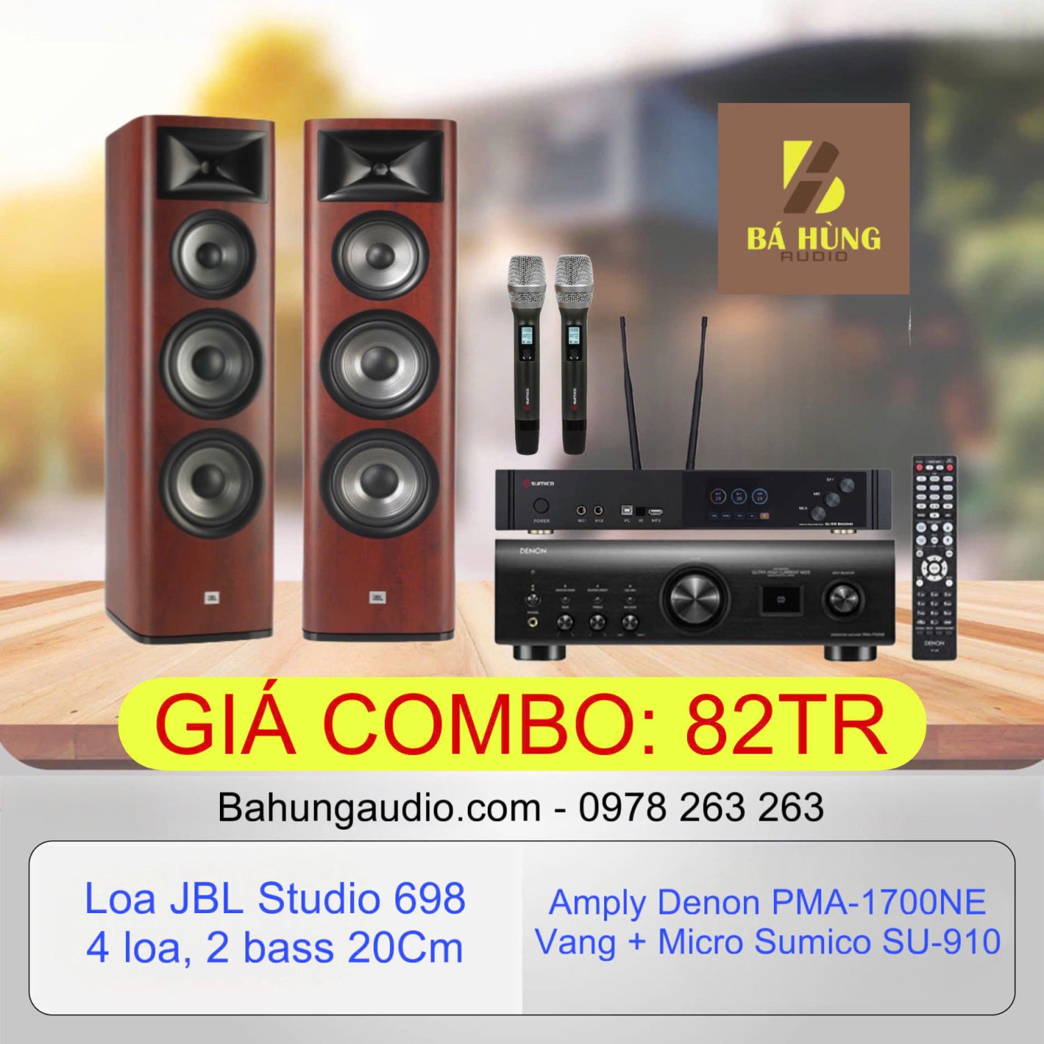 Loa JBL Studio 698 + Amply Denon PMA 1700NE + Vang Số Sumico SU-910